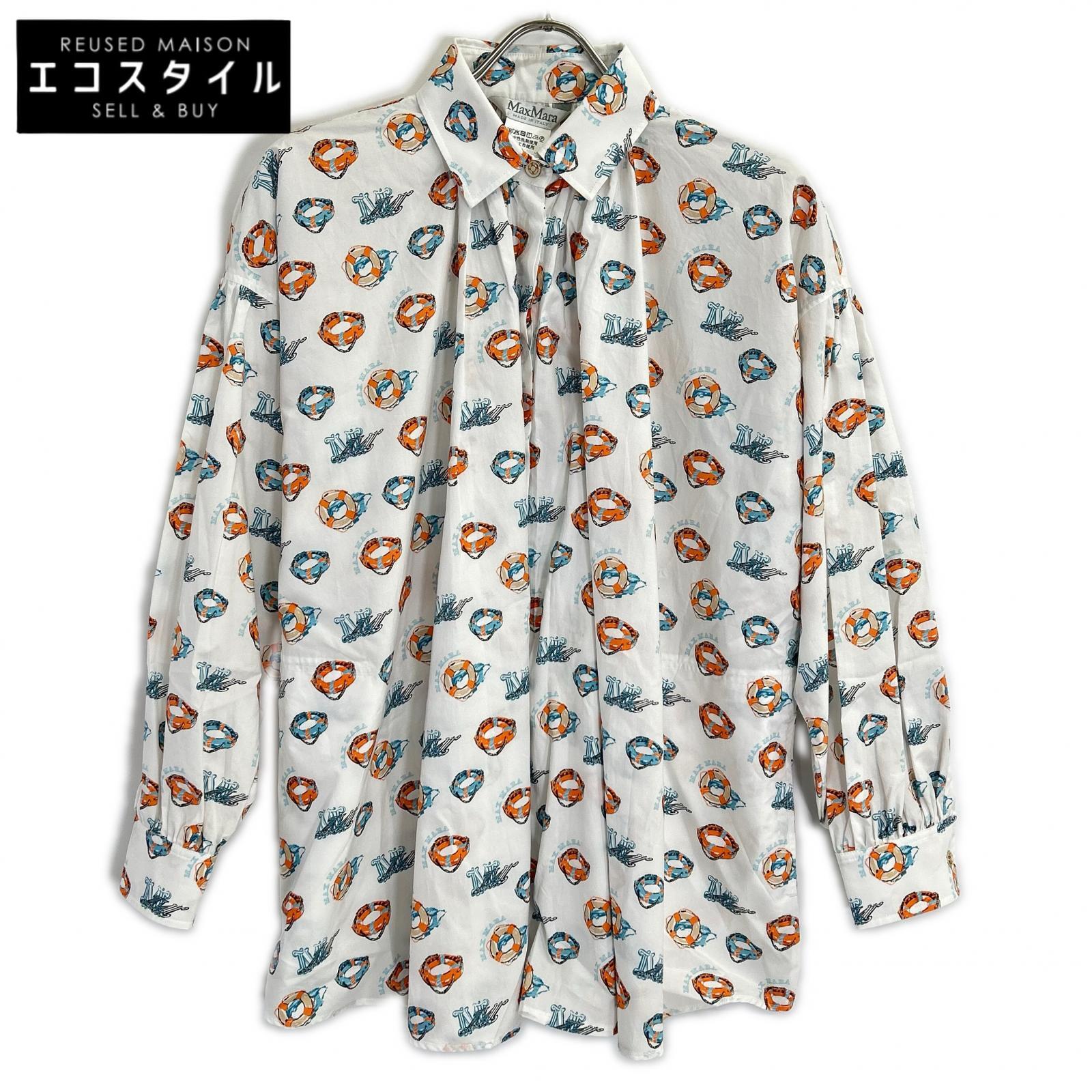 Max Mara 23SS white all-over print long-sleeve shirt tops
