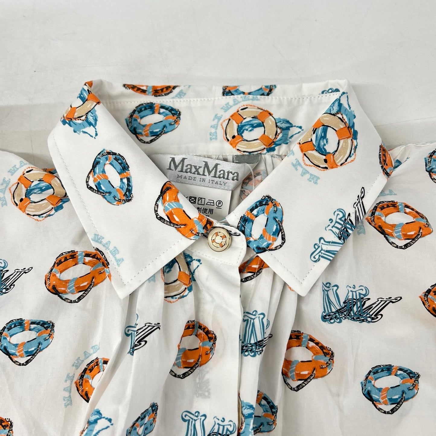 Max Mara 23SS white all-over print long-sleeve shirt tops