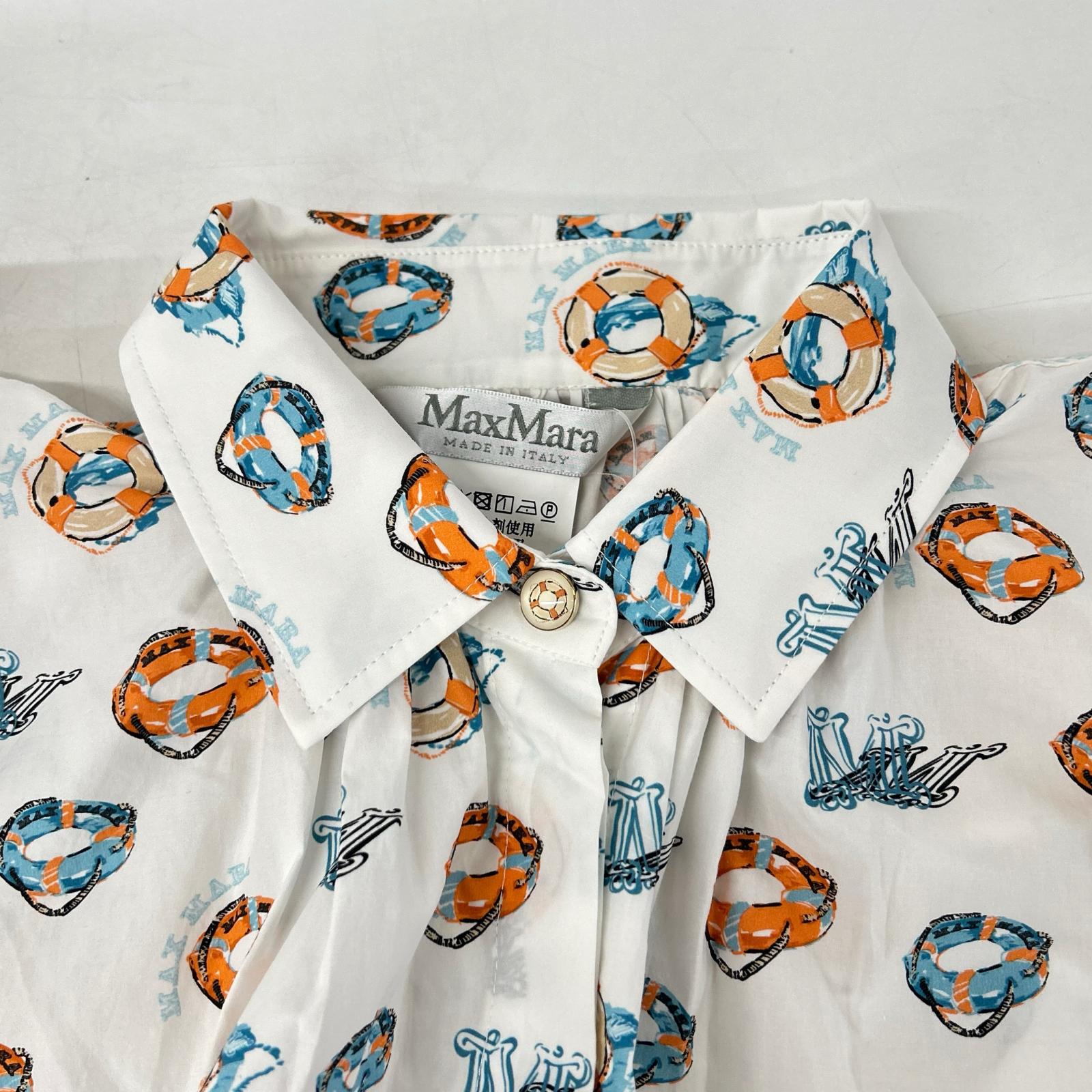 Max Mara 23SS white all-over print long-sleeve shirt tops