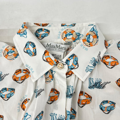 Max Mara 23SS white all-over print long-sleeve shirt tops