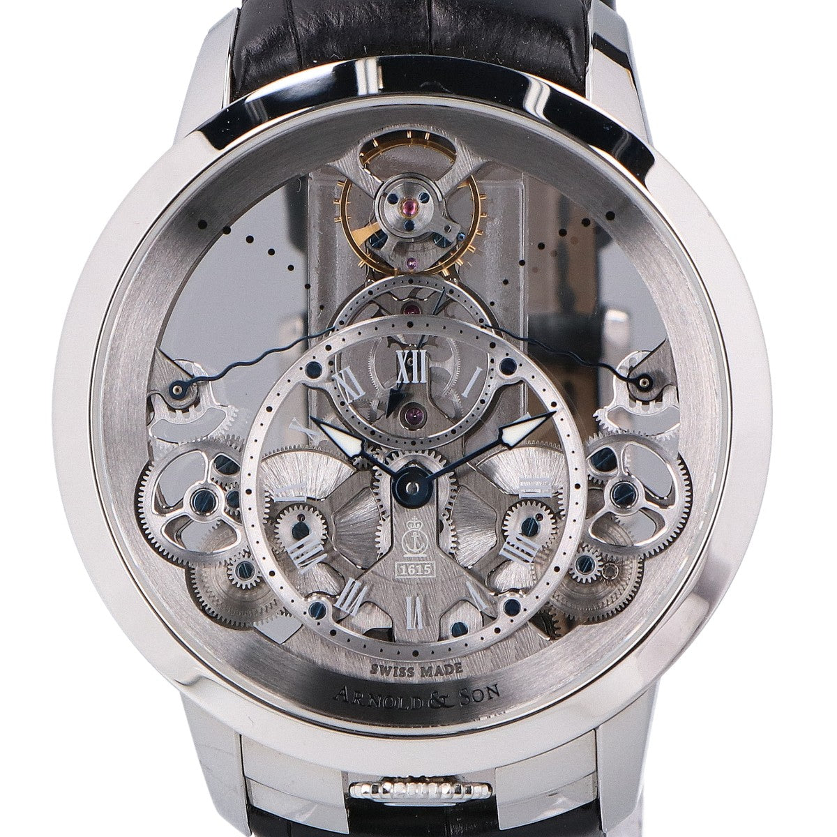 ARNOLD&SON アーノルドアンドサン 美品 1TPAS.S01A.C124S タイム ピラミッド スケルトン文字盤 手巻き 腕時計