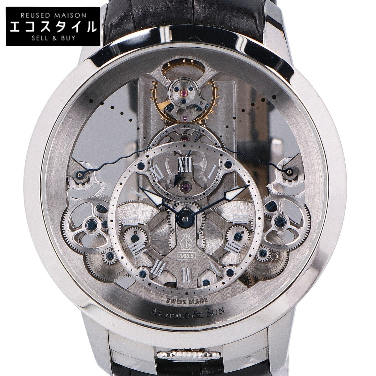 ARNOLD&SON アーノルドアンドサン 美品 1TPAS.S01A.C124S タイム ピラミッド スケルトン文字盤 手巻き 腕時計