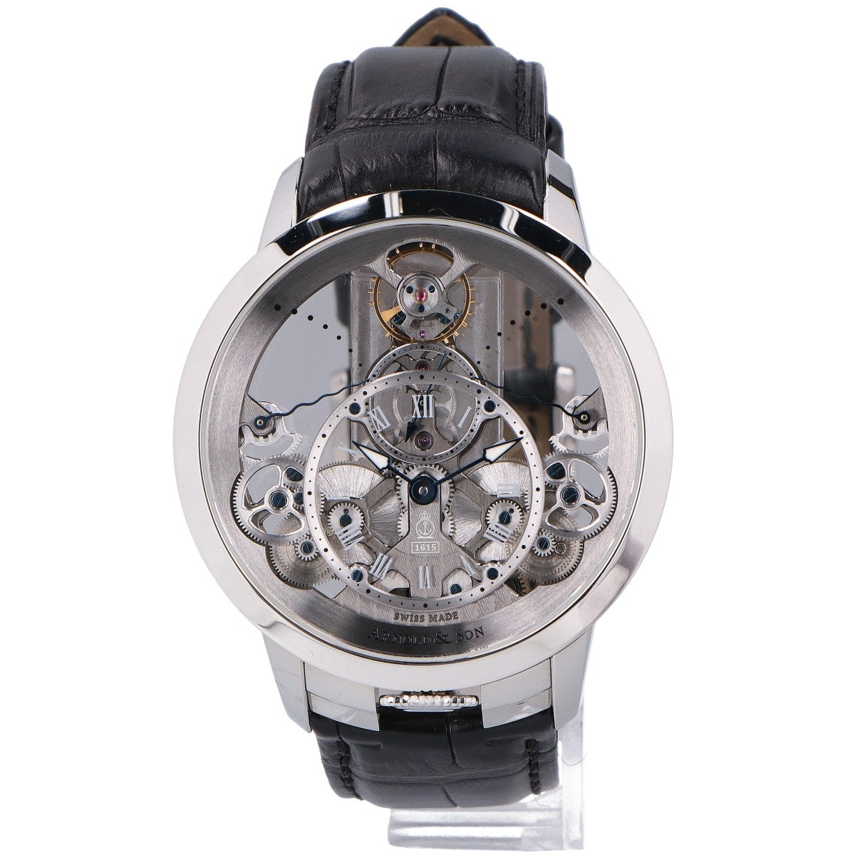 ARNOLD&SON アーノルドアンドサン 美品 1TPAS.S01A.C124S タイム ピラミッド スケルトン文字盤 手巻き 腕時計