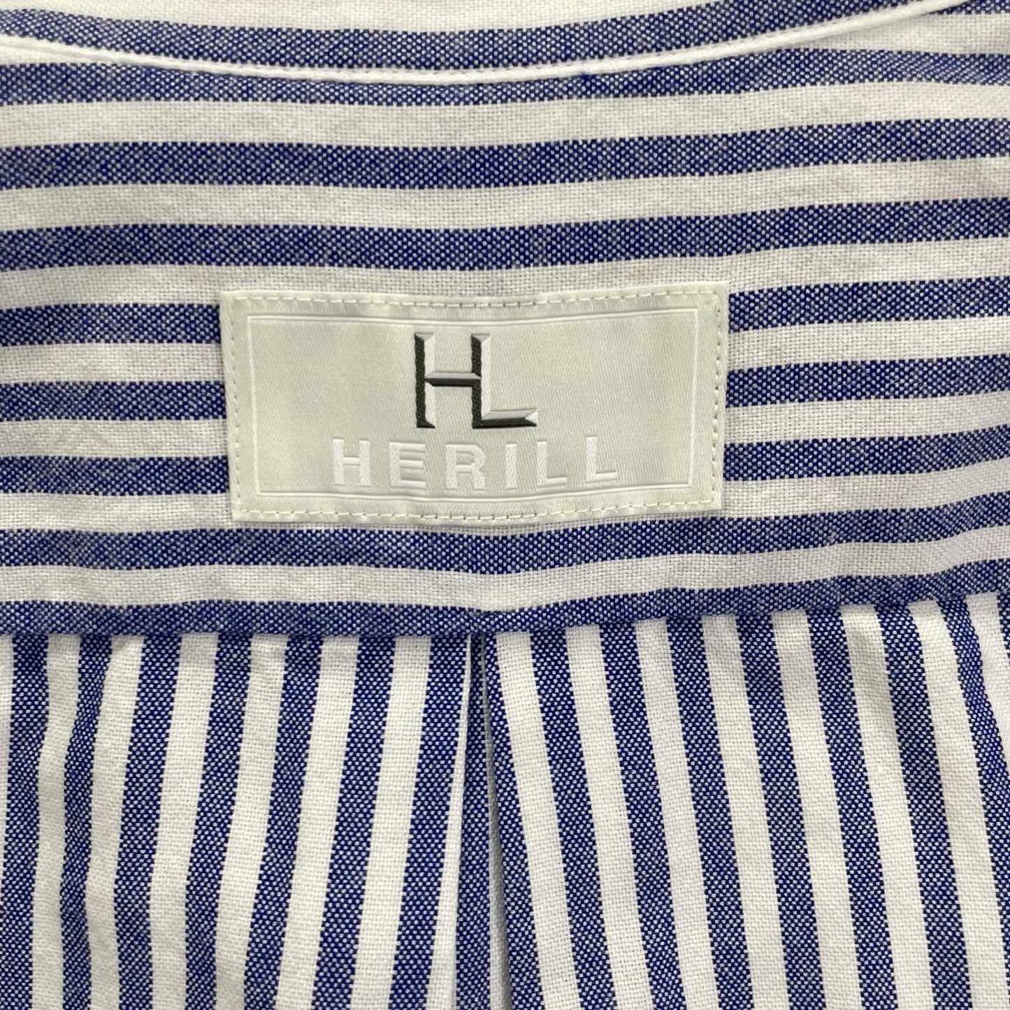 HERILL ヘリル 23-050-HL-8000-1 ブルー ストライプ 長袖 コットンシャツ トップス