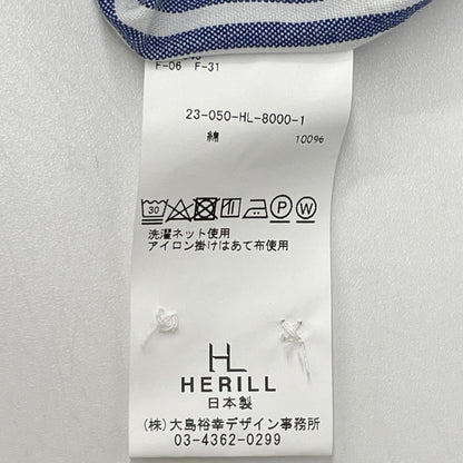 HERILL ヘリル 23-050-HL-8000-1 ブルー ストライプ 長袖 コットンシャツ トップス