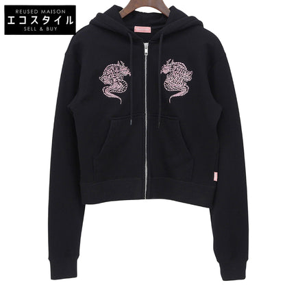 THE BLACK EYE PATCH ブラックアイパッチ DRAGONS EMBROIDERED ZIP HOODIE コットン ジップパーカー トップス レディース ブラック S トップス