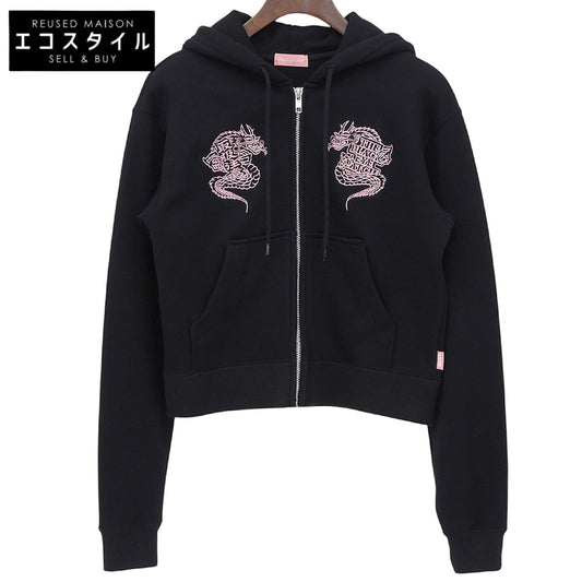 THE BLACK EYE PATCH ブラックアイパッチ DRAGONS EMBROIDERED ZIP HOODIE コットン ジップパーカー トップス レディース ブラック S トップス