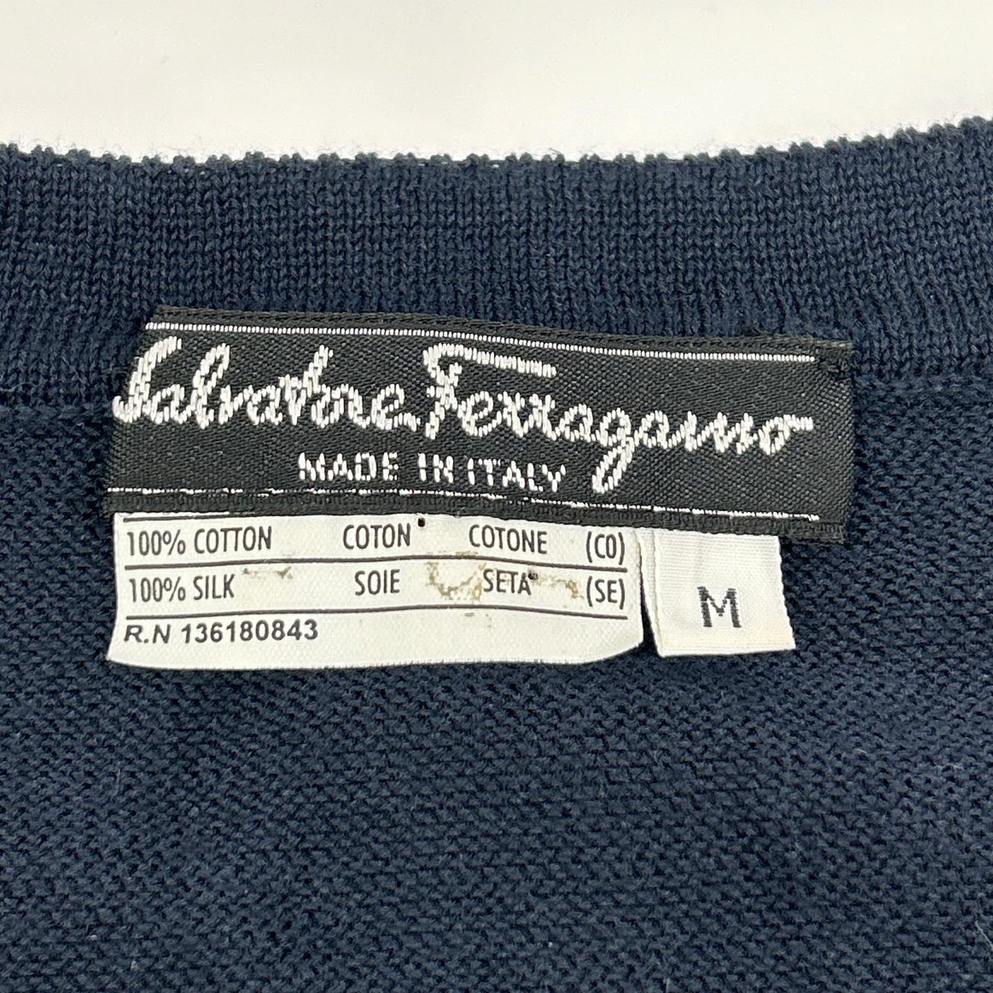 SalvatoreFerragamo サルバトーレフェラガモ ネイビー コットン×シルク 花柄カーディガン トップス