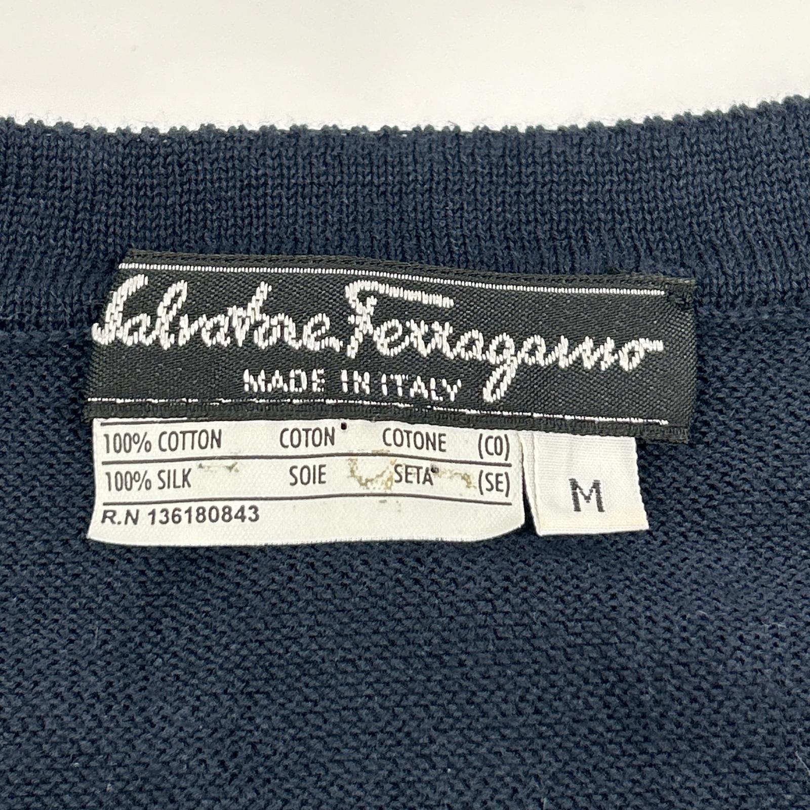 SalvatoreFerragamo サルバトーレフェラガモ ネイビー コットン×シルク 花柄カーディガン トップス
