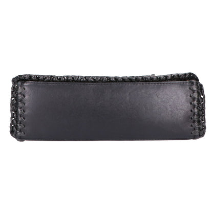 Tory Burch トリーバーチ レザーｘラフィア チェーンショルダー ハンドバッグ