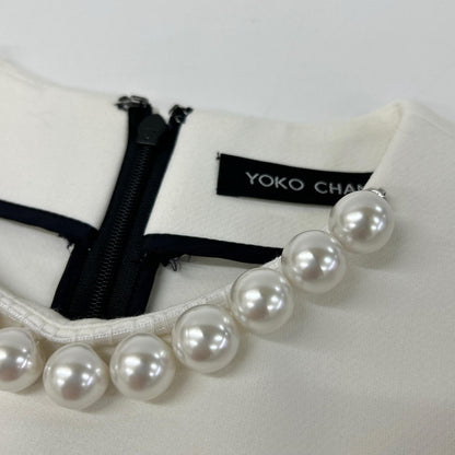 YOKOCHAN ヨーコチャン YCB-319-135 ホワイト パール フレアスリーブ 長袖ブラウス トップス