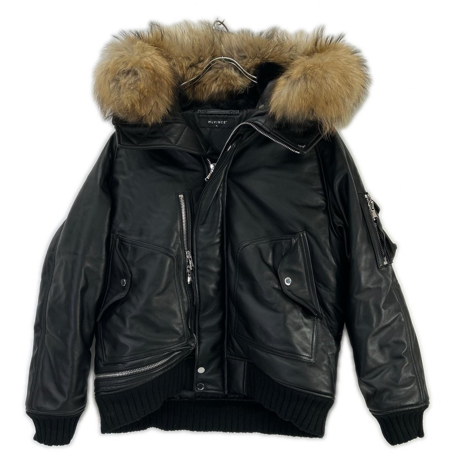 MLVINCE MLVINCE Black Lamb Leather N-2B Fur-Trimmed Jacket Jacket