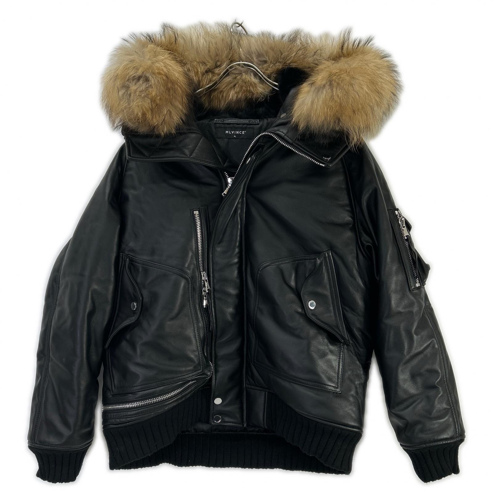 MLVINCE MLVINCE Black Lamb Leather N-2B Fur-Trimmed Jacket Jacket