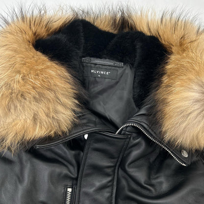 MLVINCE MLVINCE Black Lamb Leather N-2B Fur-Trimmed Jacket Jacket