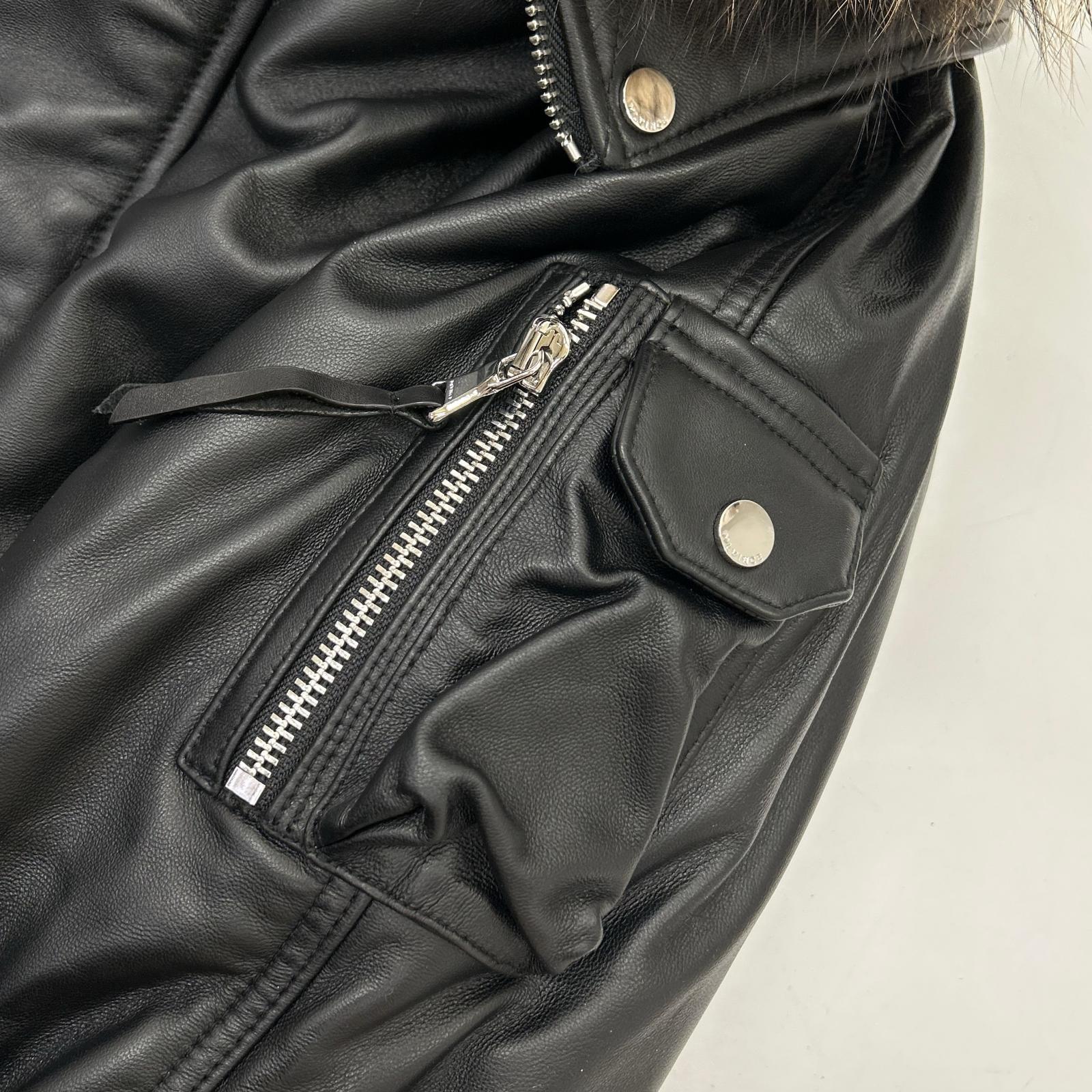 MLVINCE MLVINCE Black Lamb Leather N-2B Fur-Trimmed Jacket Jacket