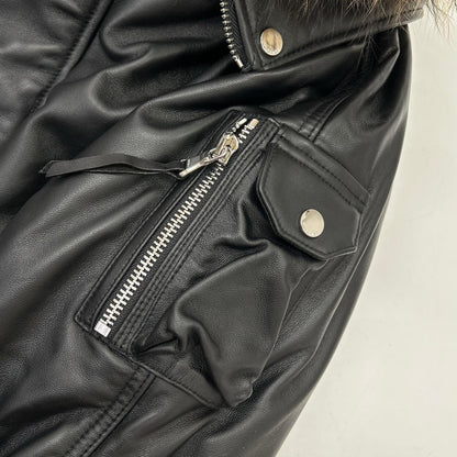MLVINCE MLVINCE Black Lamb Leather N-2B Fur-Trimmed Jacket Jacket