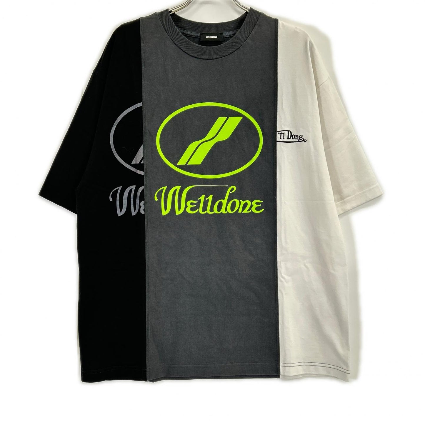 WE11DONE ウェルダン WD-TP7-20-100 ブラック×ホワイト オーバーサイズ Tシャツ トップス