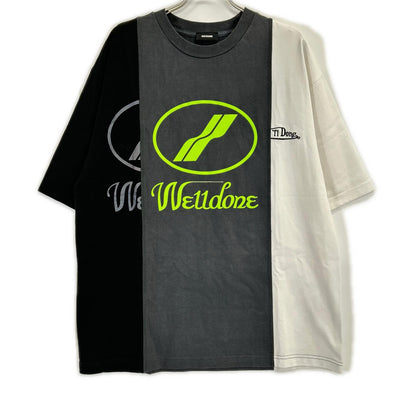 WE11DONE ウェルダン WD-TP7-20-100 ブラック×ホワイト オーバーサイズ Tシャツ トップス