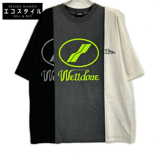 WE11DONE ウェルダン WD-TP7-20-100 ブラック×ホワイト オーバーサイズ Tシャツ トップス