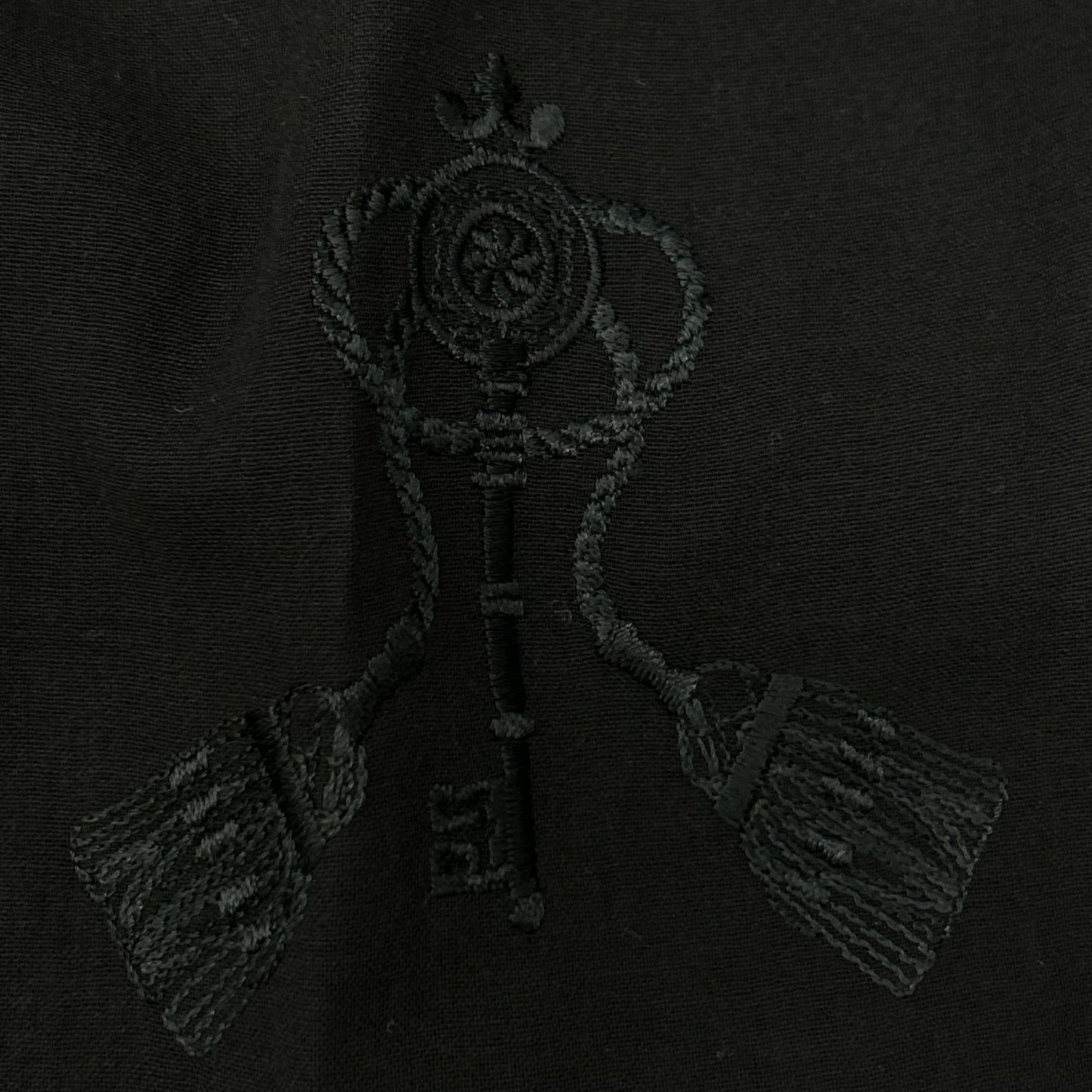HERMES エルメス ブラック エンブロイダリー刺繍 ギャザーネック ブラウス トップス