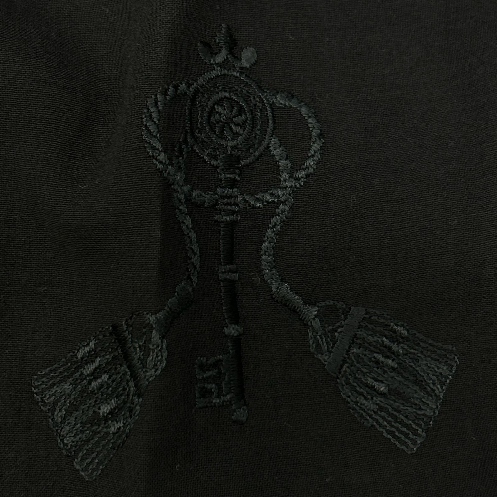 HERMES エルメス ブラック エンブロイダリー刺繍 ギャザーネック ブラウス トップス