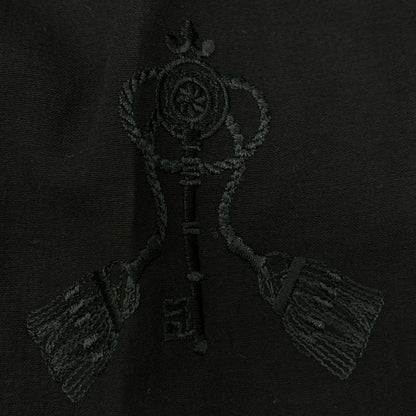 HERMES エルメス ブラック エンブロイダリー刺繍 ギャザーネック ブラウス トップス