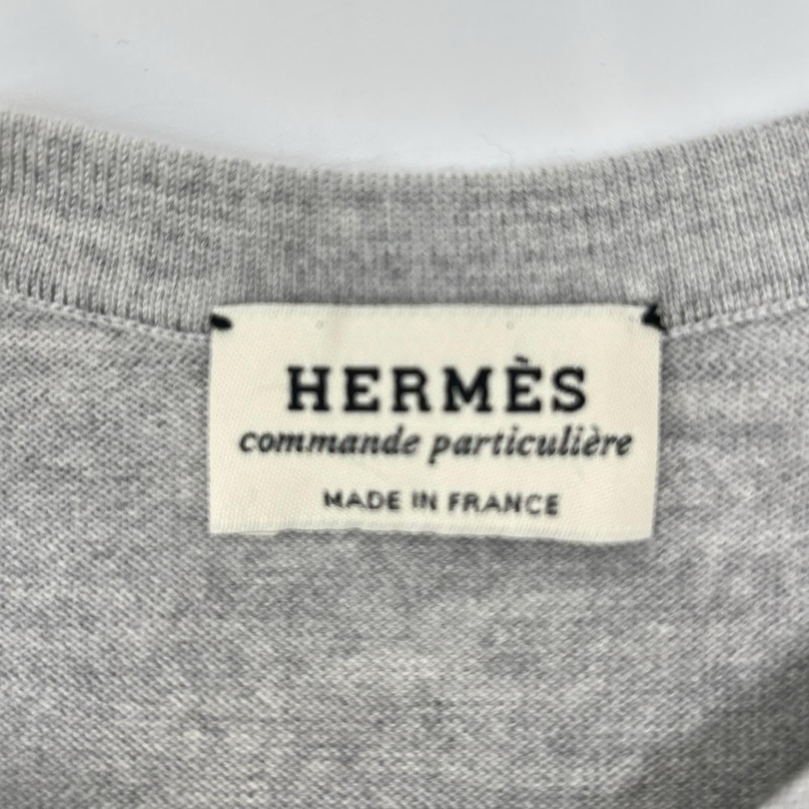 HERMES エルメス ホワイト×グレー ツイルレーヌ・ノースリーブニット トップス