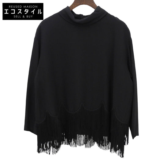 MARC JACOBS silk-blend fringed blouse, top, women's, black, 6, top
