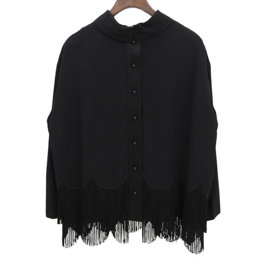 MARC JACOBS silk-blend fringed blouse, top, women's, black, 6, top