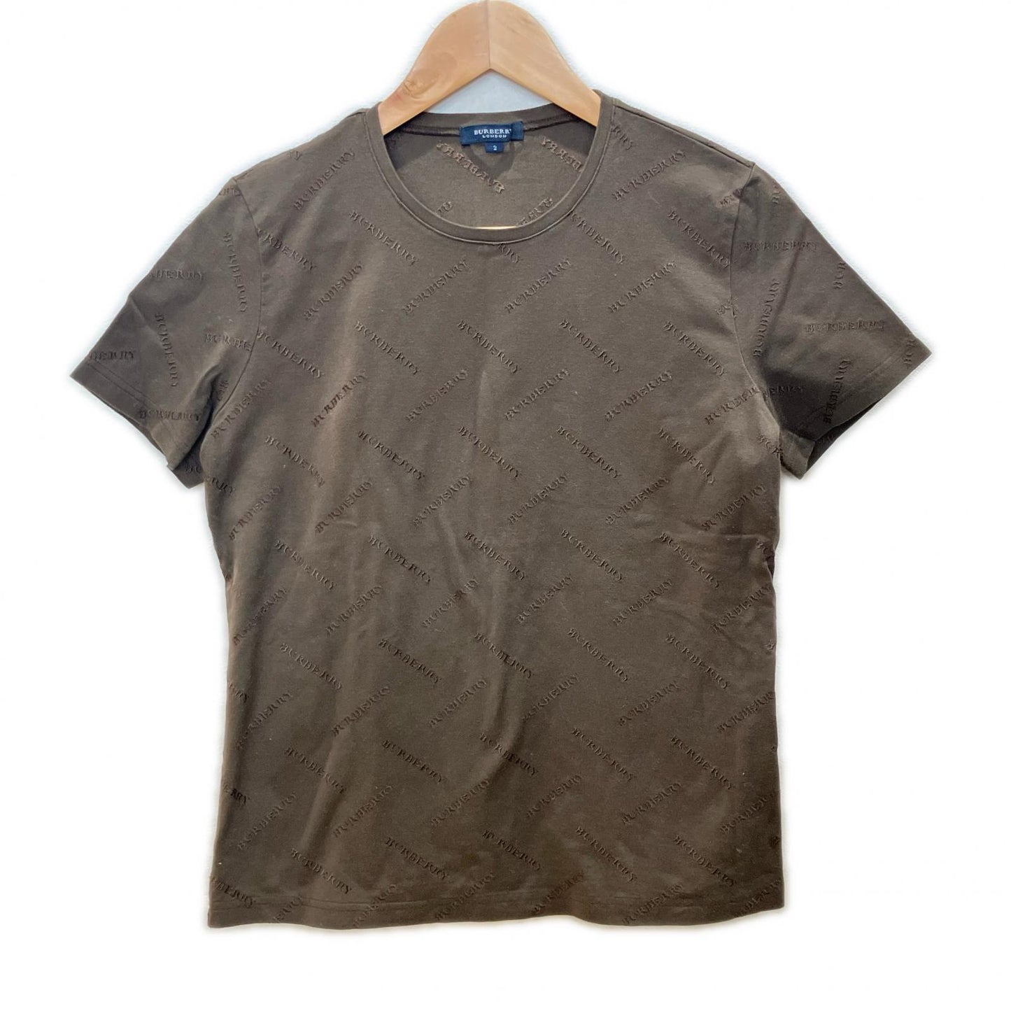 Burberry LONDON バーバリーロンドン FAA16-329 ブラウン ロゴ刺繍 総柄 Tシャツ トップス