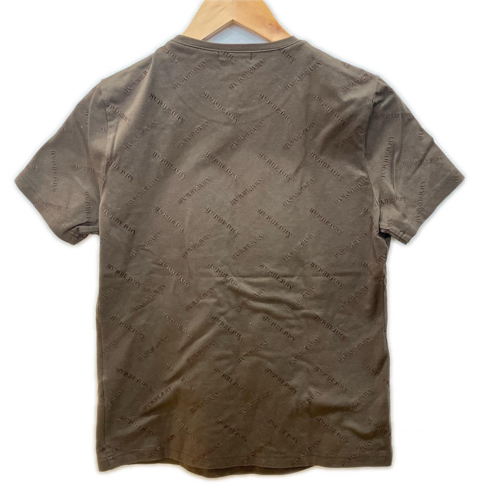 Burberry LONDON バーバリーロンドン FAA16-329 ブラウン ロゴ刺繍 総柄 Tシャツ トップス