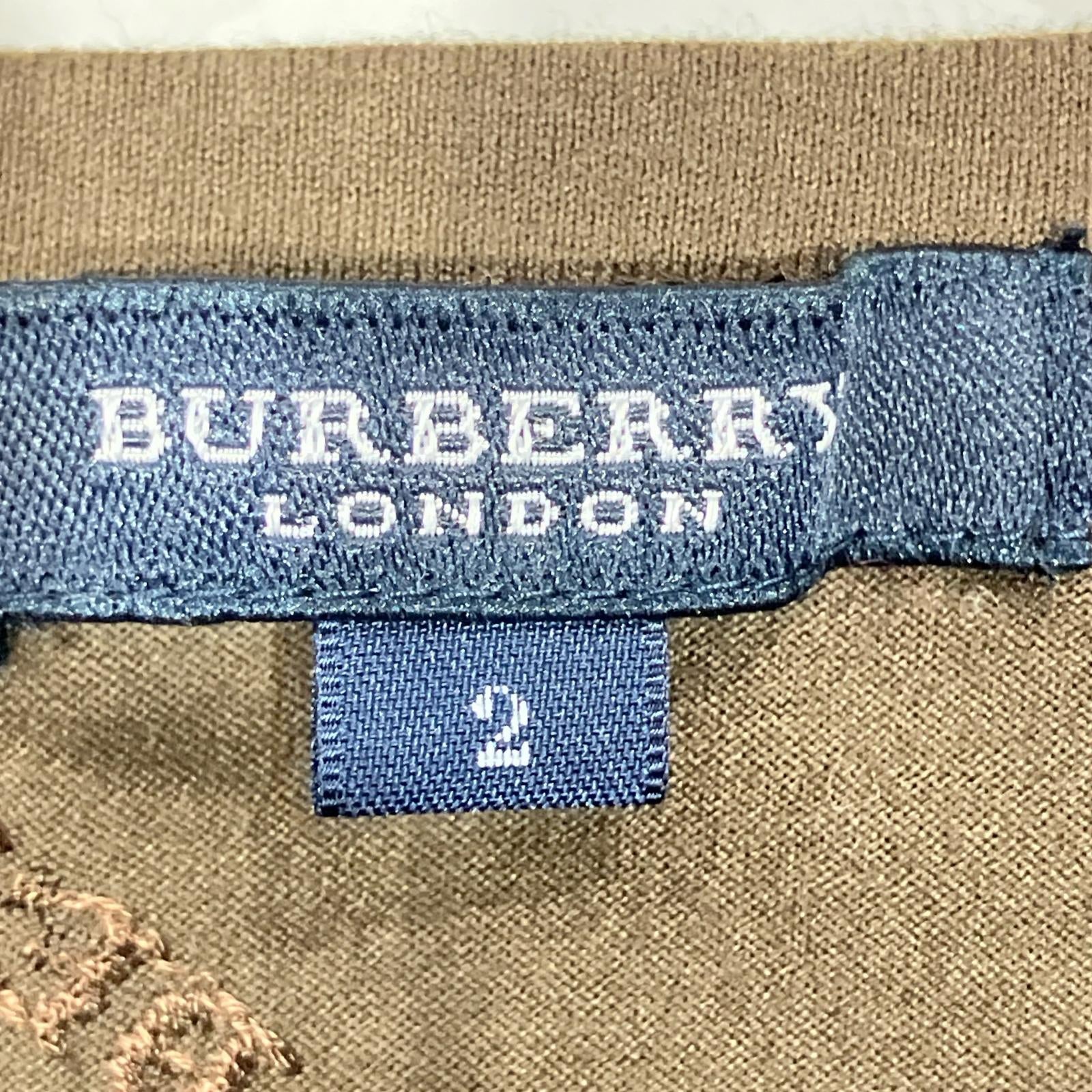 Burberry LONDON バーバリーロンドン FAA16-329 ブラウン ロゴ刺繍 総柄 Tシャツ トップス
