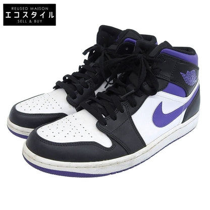 NIKE ナイキ AJ1B ミッド ハイカット スニーカー シューズ メンズ ブラック/コート パープル 28.5cm 554724-095 シューズ