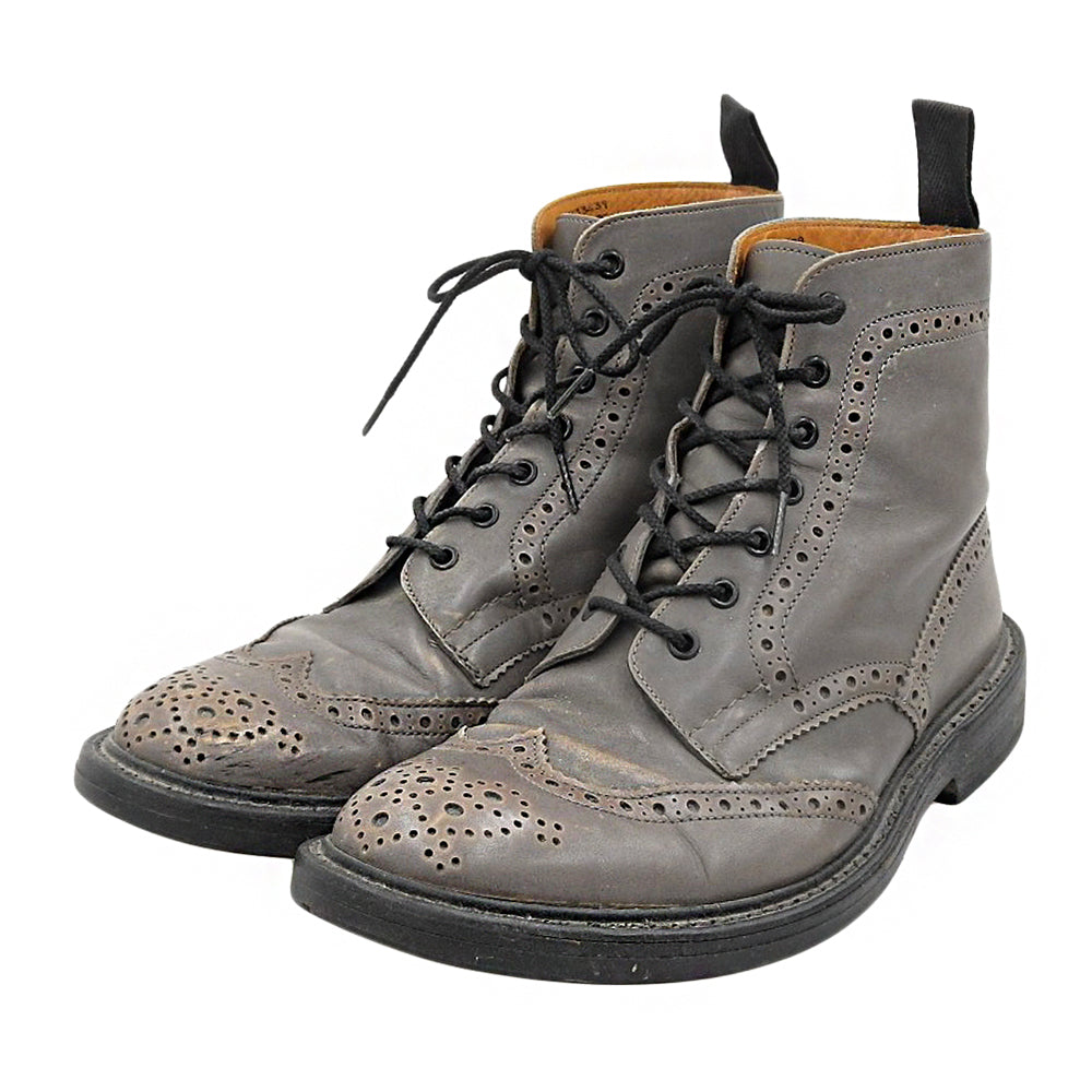 Tricker's トリッカーズ ウィングチップ ドレスアップシューズ メンズ レザー グレー 9 1/2 2S08 シューズ