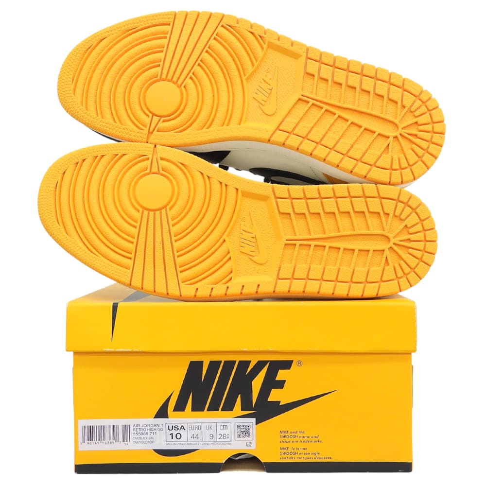 NIKE ナイキ 新品同様 エアジョーダン1 レトロ ハイカットスニーカー シューズ メンズ イエロー系×ブラック 28cm 555088-711 シューズ
