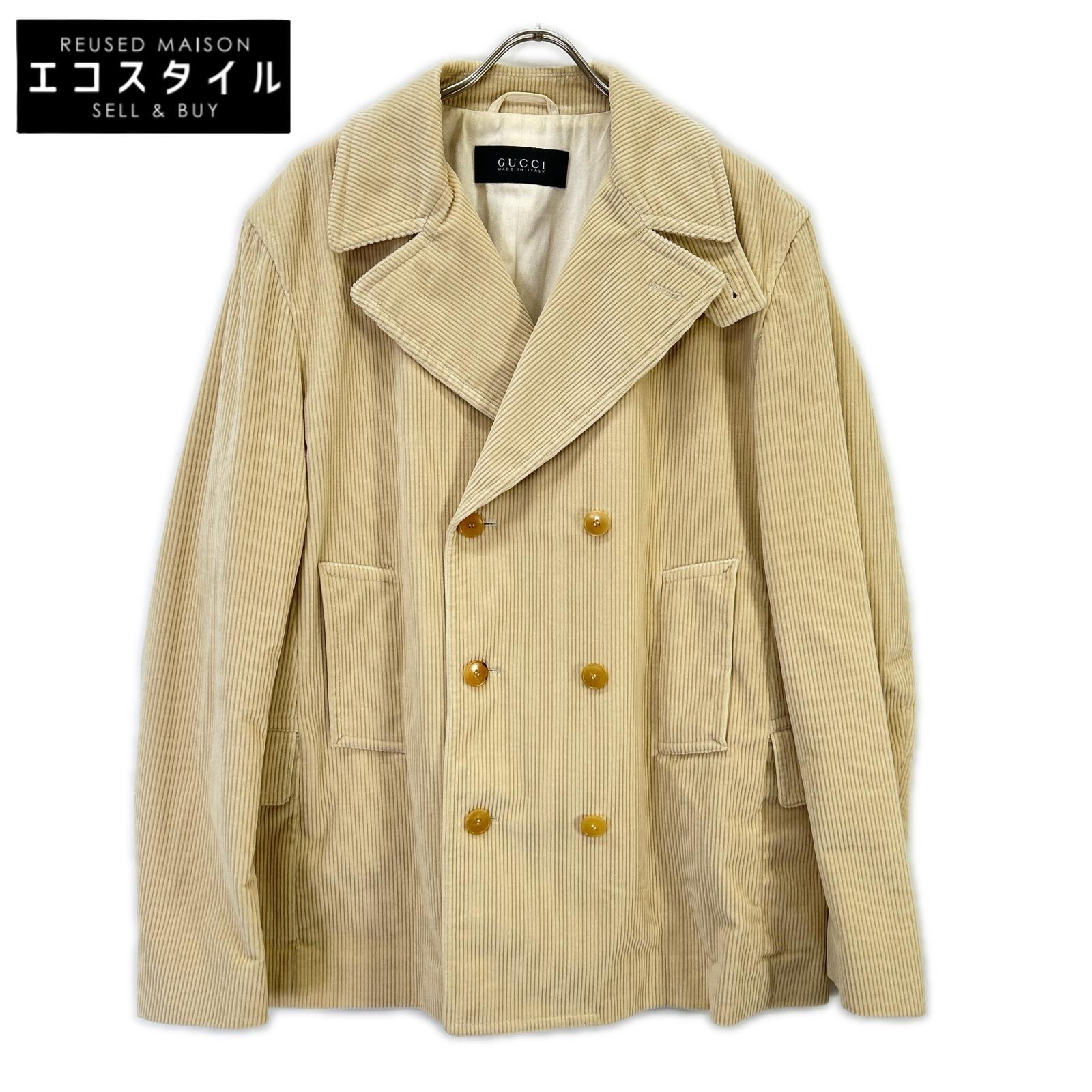 GUCCI グッチ 308171 Z3511 アイボリー コーデュロイ ダブルブレスト ハーフ コート ジャケット