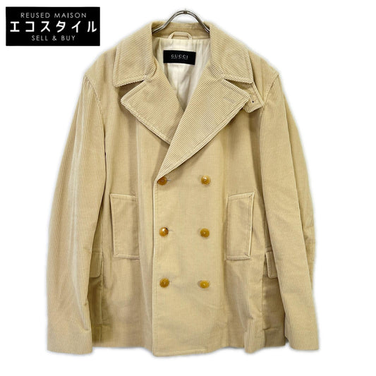 GUCCI グッチ 308171 Z3511 アイボリー コーデュロイ ダブルブレスト ハーフ コート ジャケット
