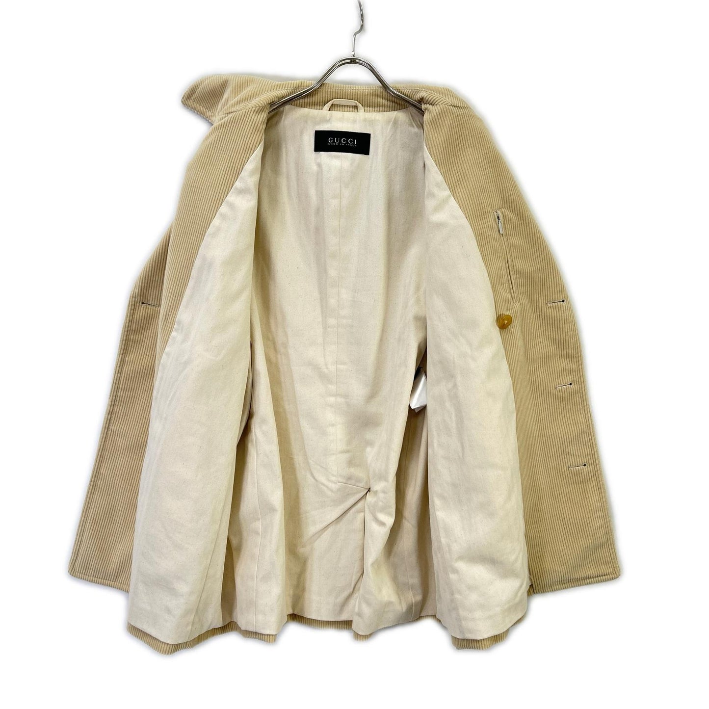GUCCI グッチ 308171 Z3511 アイボリー コーデュロイ ダブルブレスト ハーフ コート ジャケット