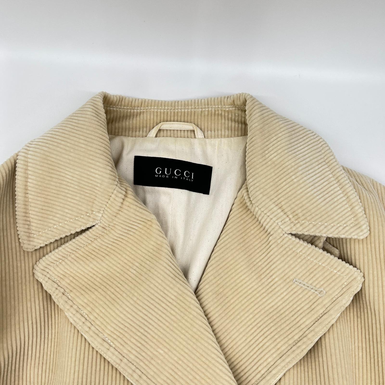 GUCCI グッチ 308171 Z3511 アイボリー コーデュロイ ダブルブレスト ハーフ コート ジャケット