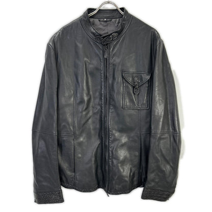 GIORGIOARMANI ジョルジオアルマーニ ブラック シングル チンストラップレザージャケット ジャケット