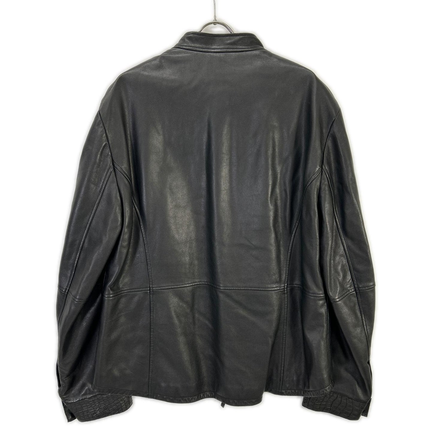 GIORGIOARMANI ジョルジオアルマーニ ブラック シングル チンストラップレザージャケット ジャケット