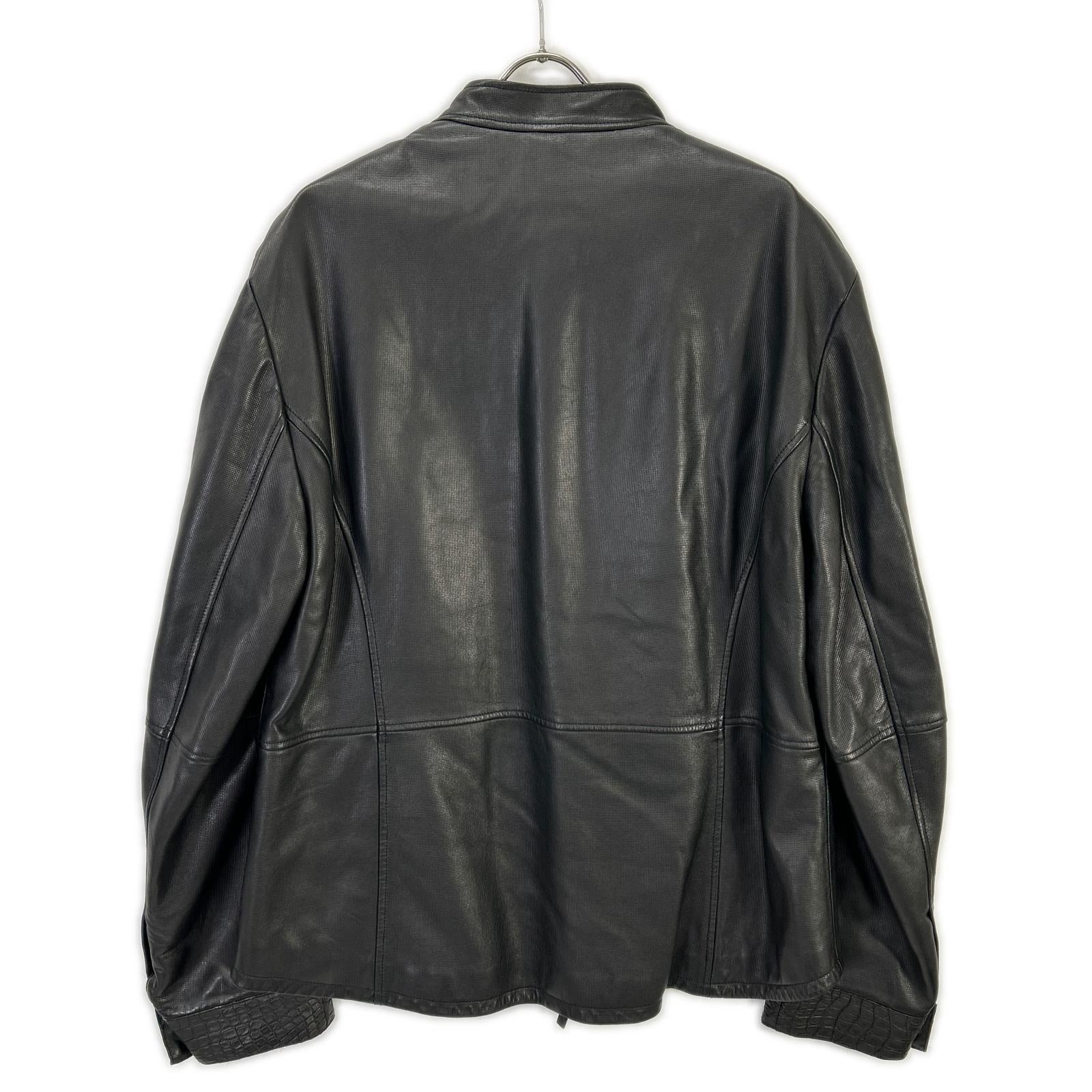 GIORGIOARMANI ジョルジオアルマーニ ブラック シングル チンストラップレザージャケット ジャケット