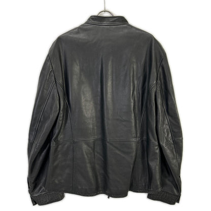GIORGIOARMANI ジョルジオアルマーニ ブラック シングル チンストラップレザージャケット ジャケット