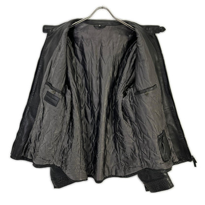 GIORGIOARMANI ジョルジオアルマーニ ブラック シングル チンストラップレザージャケット ジャケット