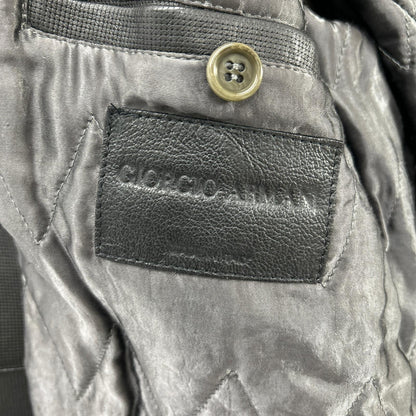 GIORGIOARMANI ジョルジオアルマーニ ブラック シングル チンストラップレザージャケット ジャケット