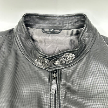 GIORGIOARMANI ジョルジオアルマーニ ブラック シングル チンストラップレザージャケット ジャケット