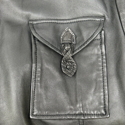 GIORGIOARMANI ジョルジオアルマーニ ブラック シングル チンストラップレザージャケット ジャケット