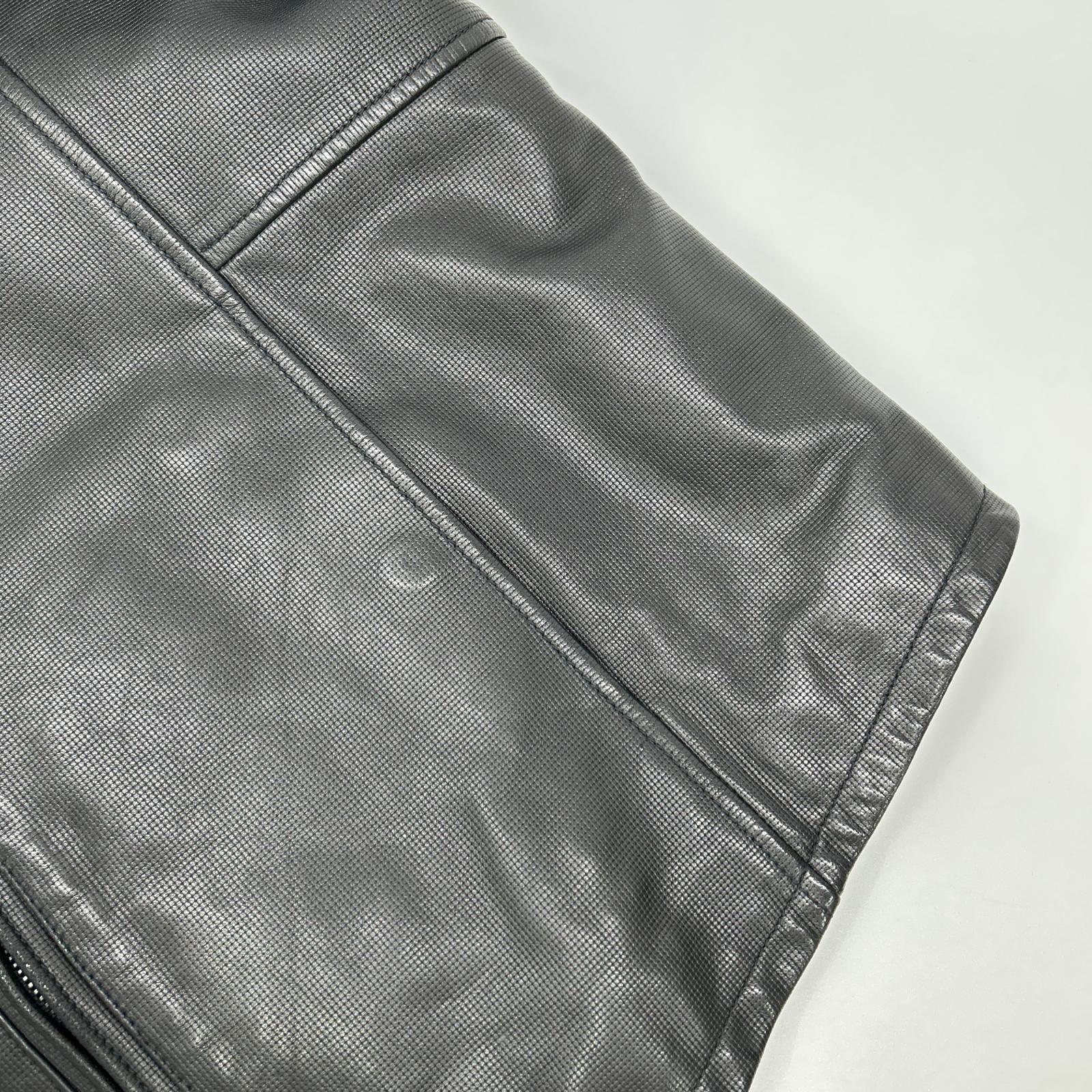 GIORGIOARMANI ジョルジオアルマーニ ブラック シングル チンストラップレザージャケット ジャケット