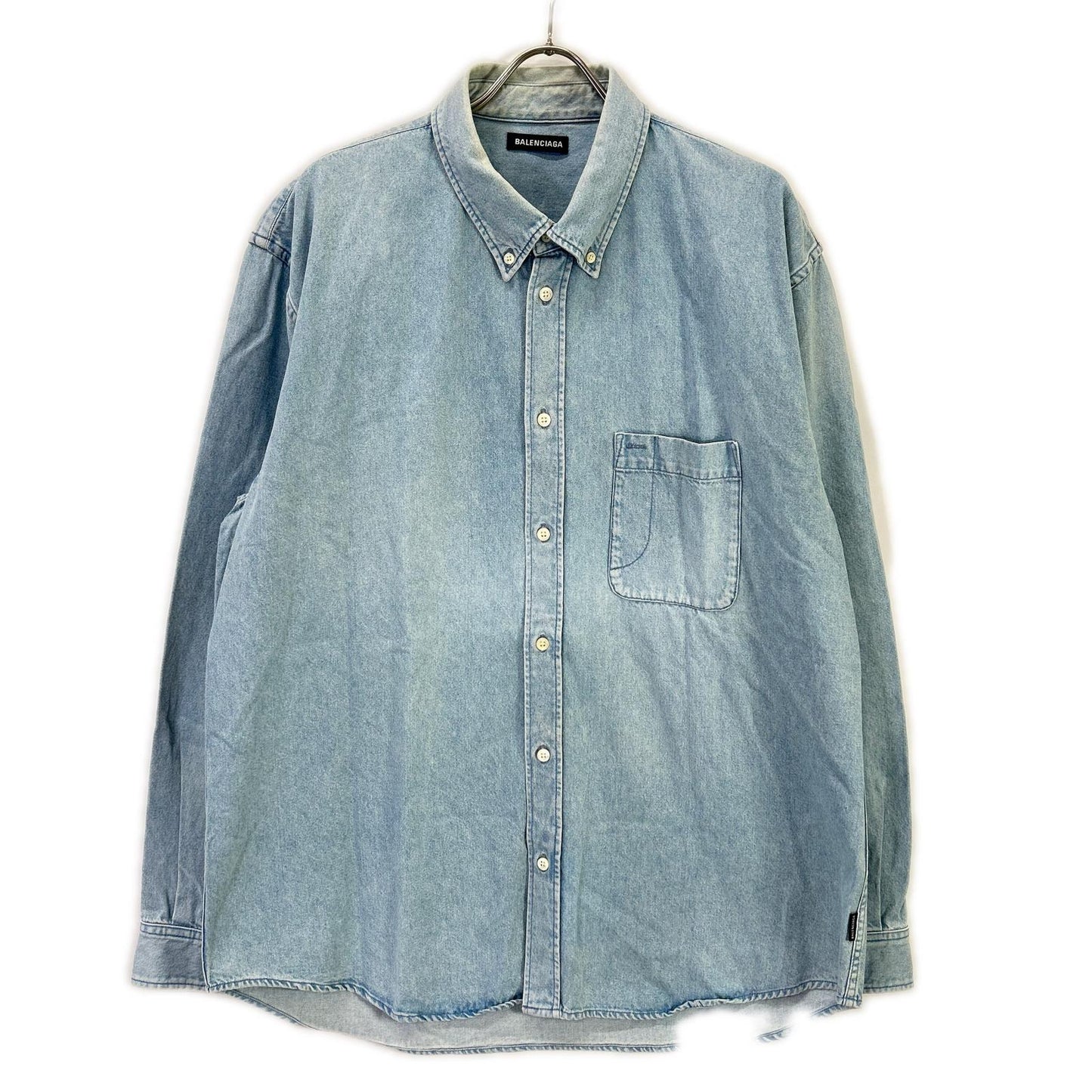 BALENCIAGA バレンシアガ 557558 18SS ブルー BACK LOGO DENIM SHIRT トップス