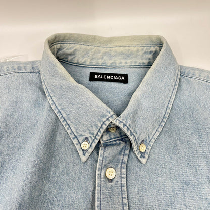 BALENCIAGA バレンシアガ 557558 18SS ブルー BACK LOGO DENIM SHIRT トップス
